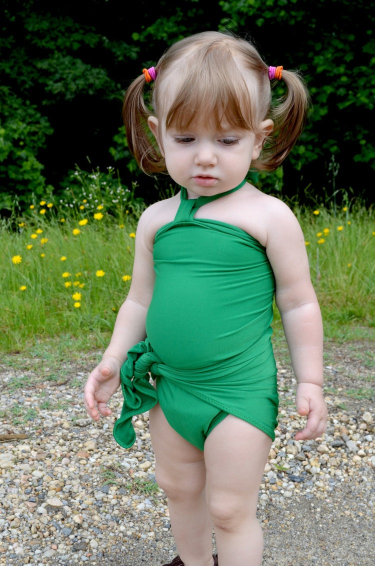 Baby Bathing Suit Kelly Green Wrap Around Swimsuit Tie by hisOpal