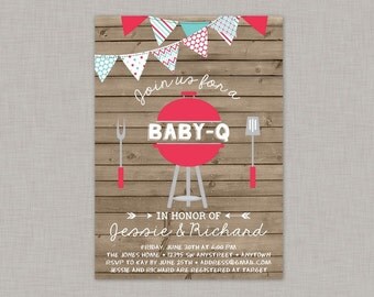 BBQ Baby Shower Invitation, Baby Q Invitation, Coed Baby Shower, Couples Baby Shower