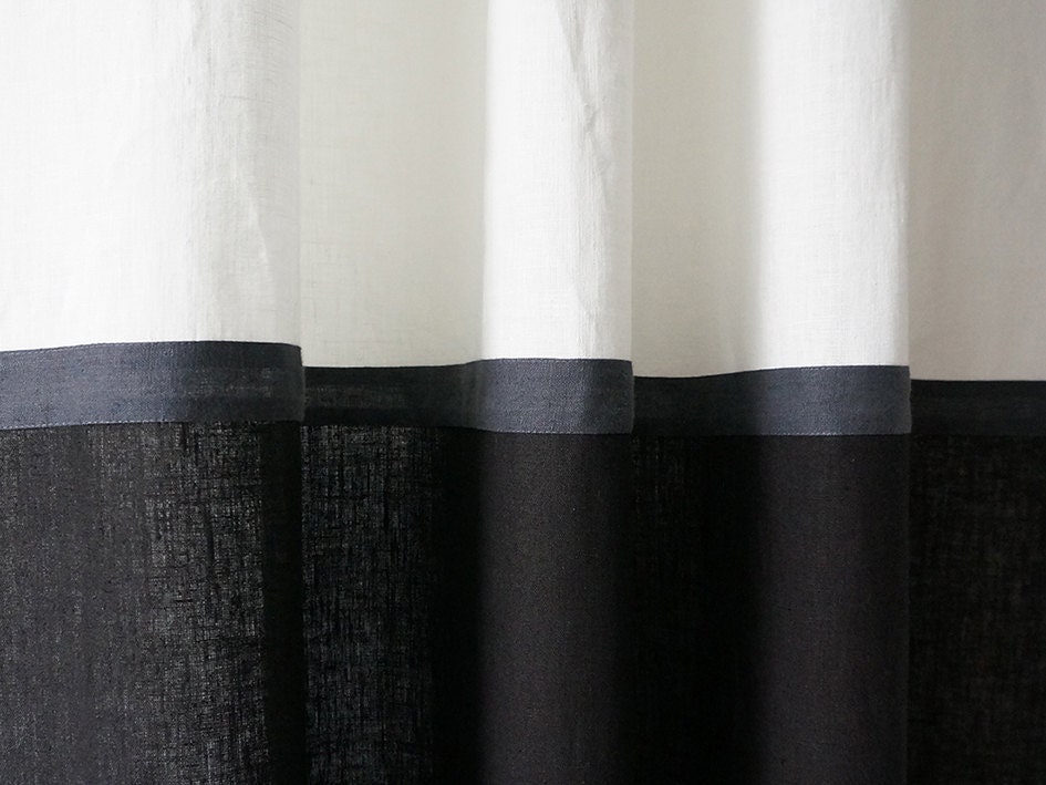 Linen curtains Color block curtains Black and white curtains