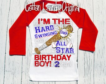 Baseball birthday shirt All star party themed birthday shirt baseball raglan style