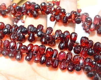 AAA Mozambique Garnet Faceted Briolette Beads | AAA Red Garnet Beads | Red Garnet Briolette Beads | Garnet Faceted Beads | AAA Garnet Beads