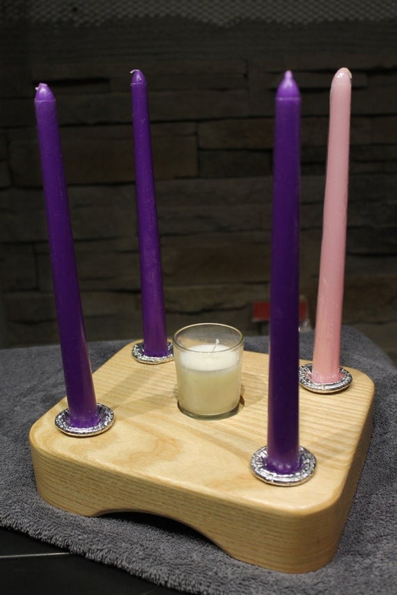 Wooden advent candle holder