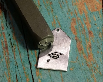 Graduation Cap Design Stamp, 5mm Metal Decorative Stamped Tools & Supplies, Metal Stamp, Use w/ Alphabet Punch, Metalworking, DIY Jewelry