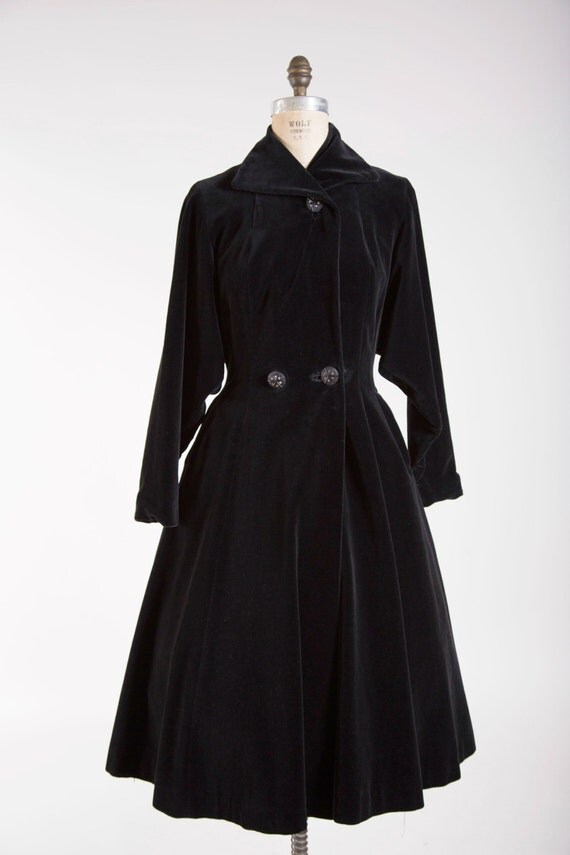 50s Vintage Coat Famed Finesse Black Velvet 1950s Vintage