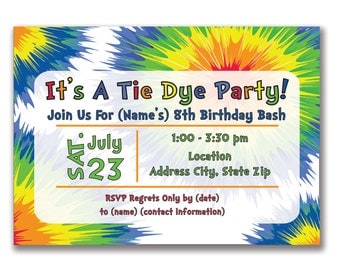 Tie dye invitation | Etsy
