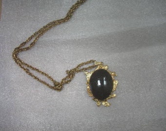 Vintage Pendant with Stone and chain about 14" long.