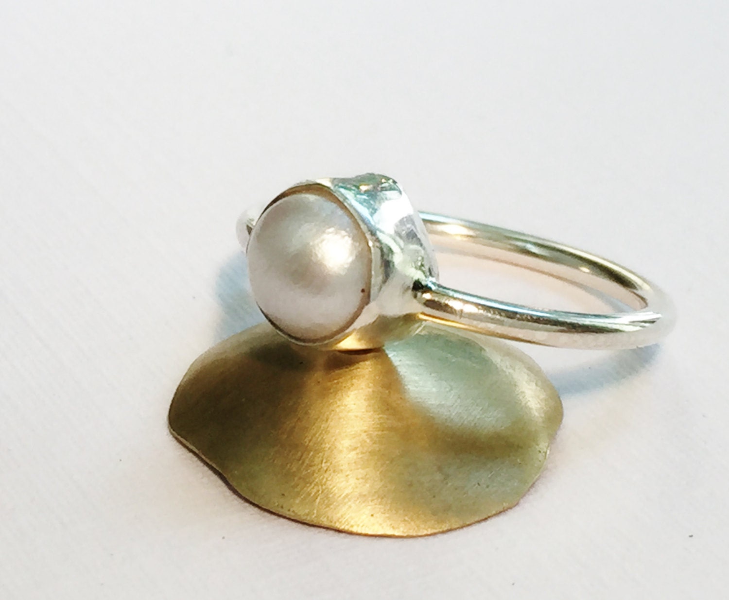 Pearl Stacking Ring Simple Pearl Ring by LamplighterJewelry