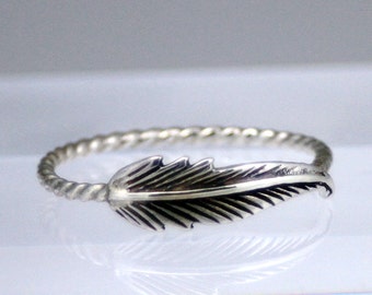 Sterling silver feather ring, silver ring, feather ring, statement ring, bridesmaid gift, promise ring, eco friendly, women, friendship ring
