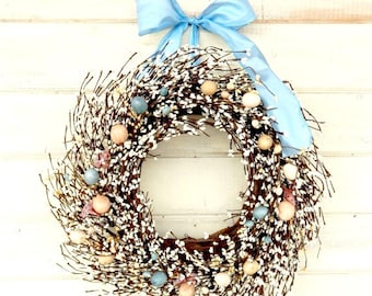 Easter Wreath-Spring Door Wreath-Easter Home Decor-Holiday Wreath-Easter Door Decor-Scented Wreaths-Custom Made-Choose Scent and Ribbon