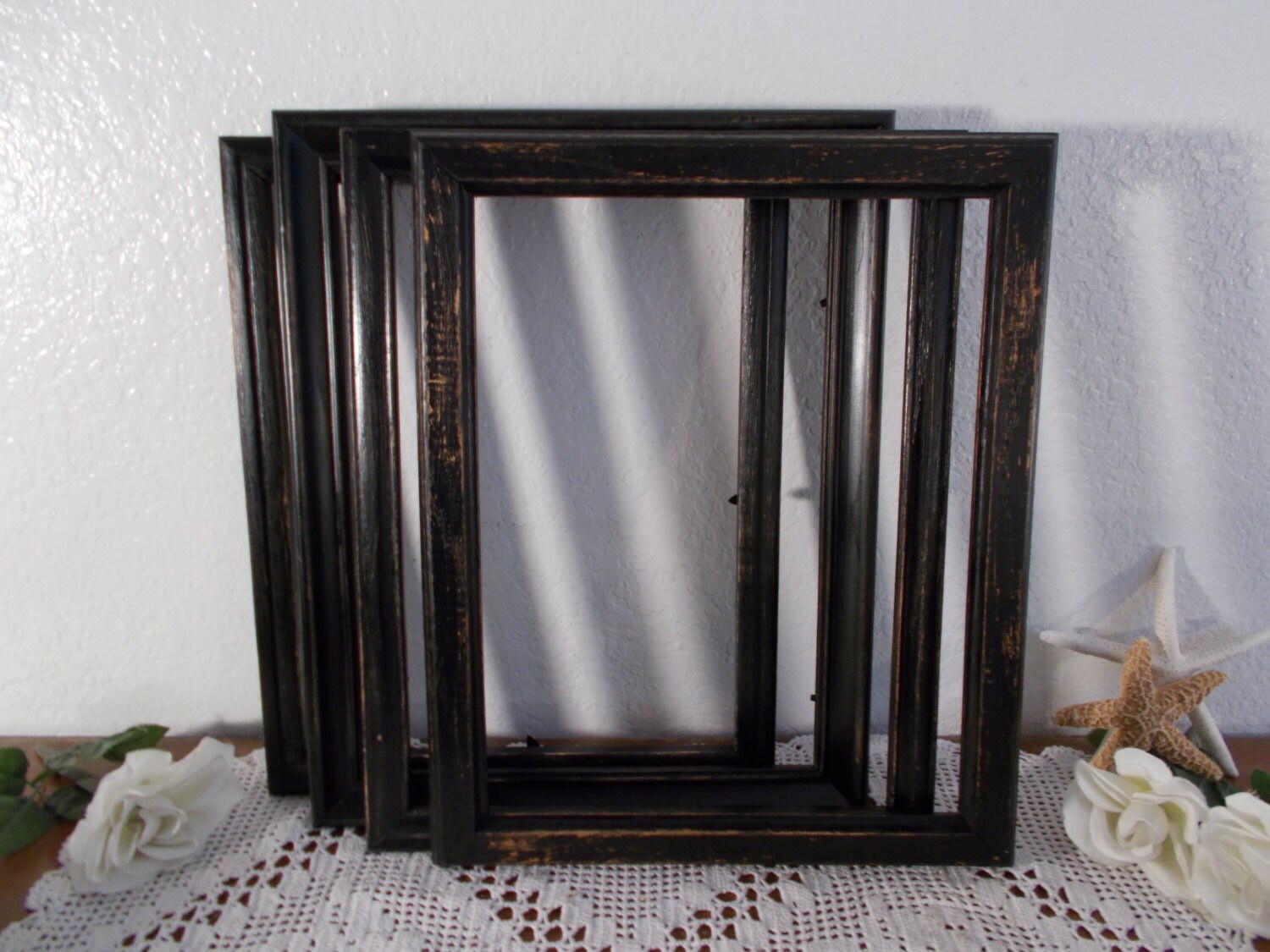Black Wood Picture Frame 11 x 14 Up Cycled Vintage Rustic