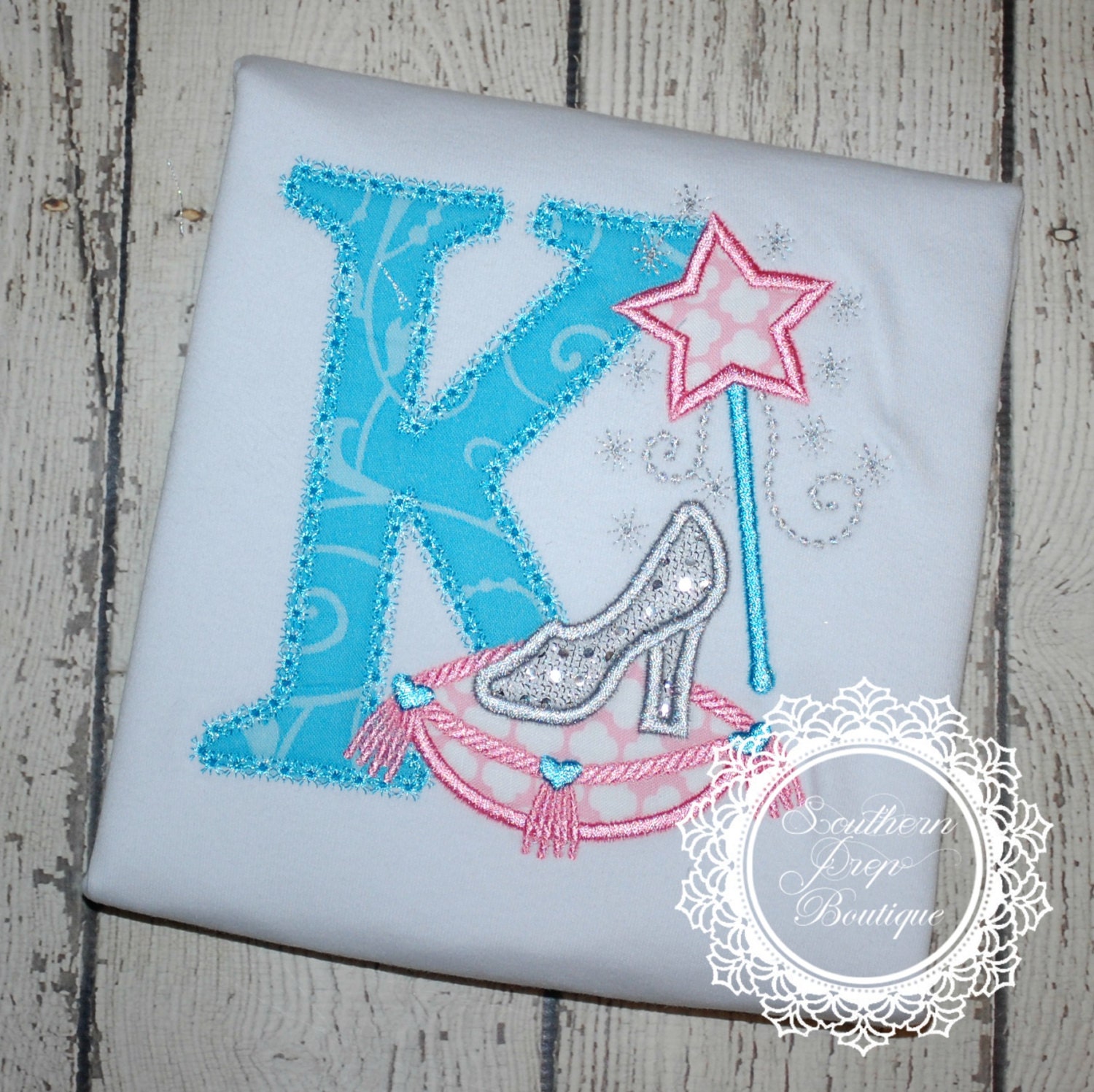 Glass Slipper Alphabet Applique Shirt Disney Trip