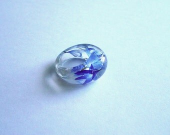 Hand Made Real Bachelor Button Flower Ellipse Ring Ring,Gift idea