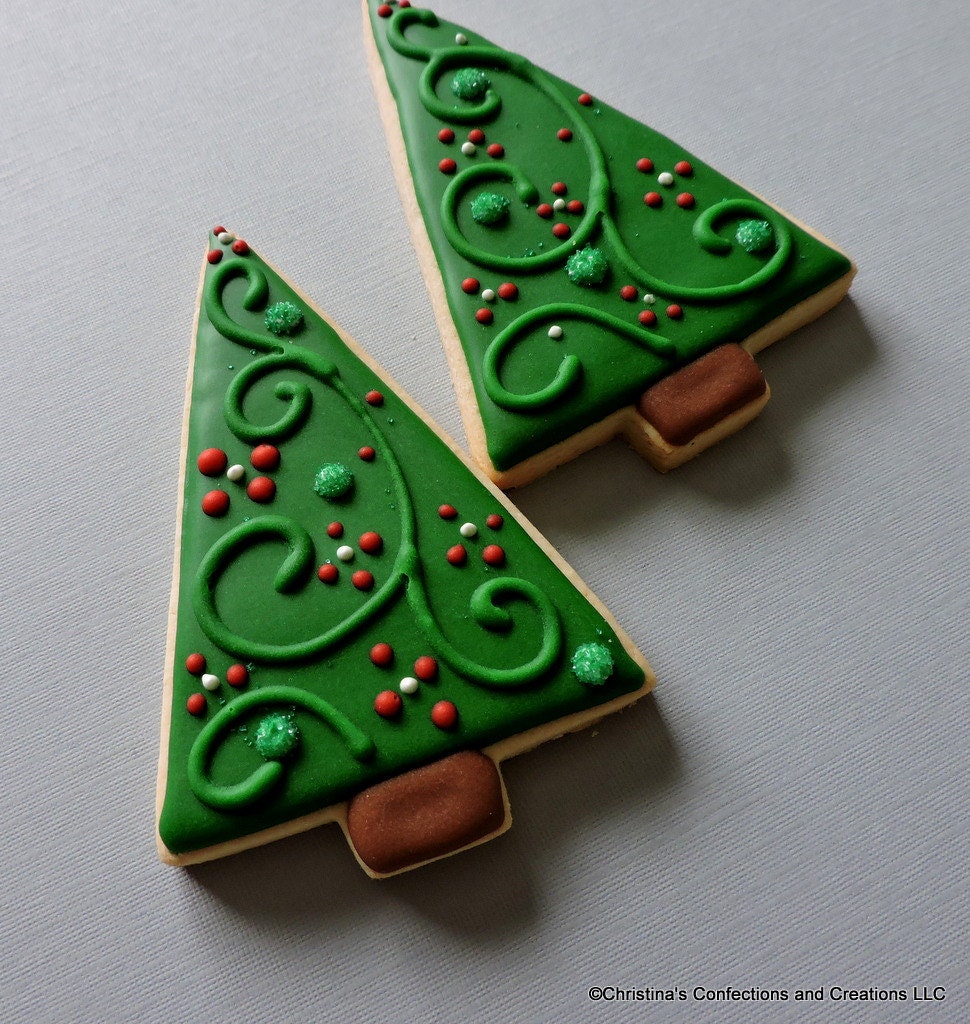 Modern Style Large Christmas Tree Decorated Sugar Cookies