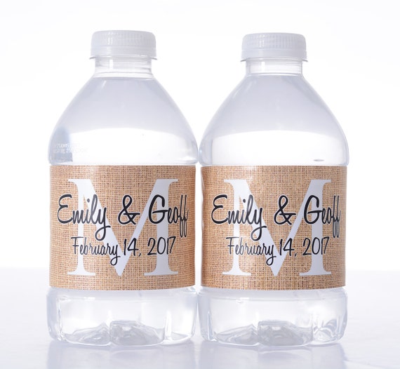 Burlap Wedding Decor - 30 Wedding Water Bottle Labels - Need a different quantity? Click on the "choose total" tab to see all pricing Il_570xn