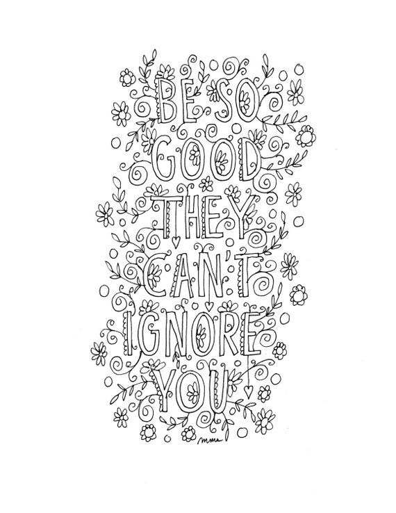 Quote coloring page INSTANT DOWNLOAD line art illustration.