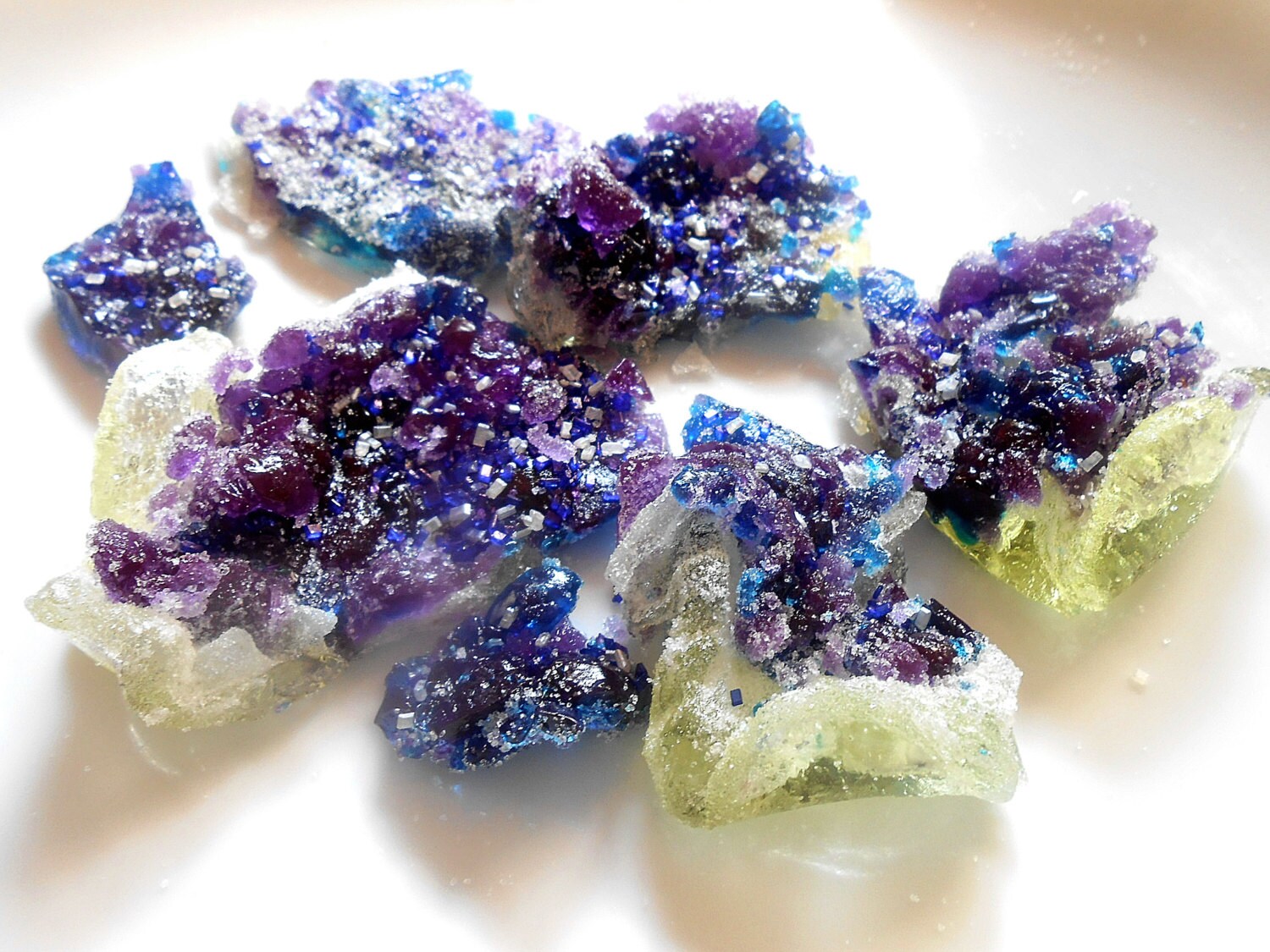 Purple Amethyst Crystals Edible Candy Cake Birthstone Druzy