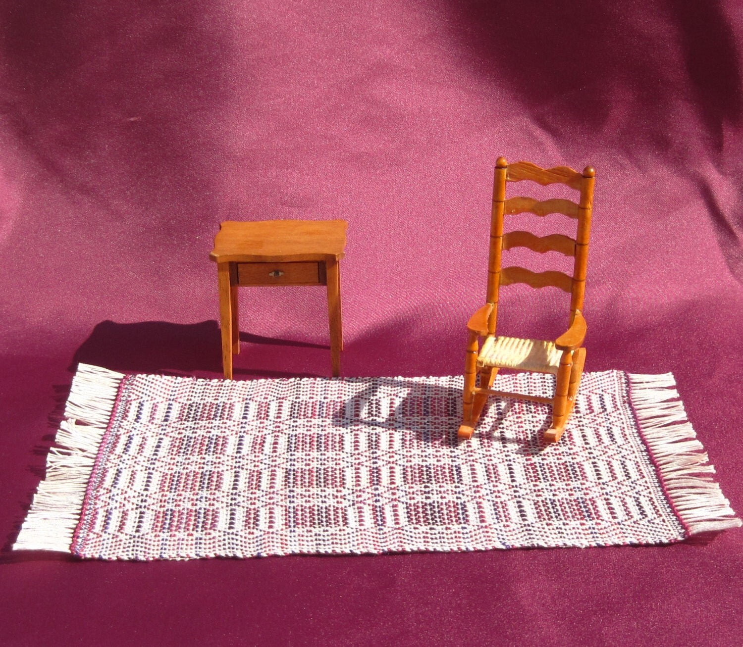 Dollhouse Rug Miniature Hand Woven Area by HobbymakersDollhouse