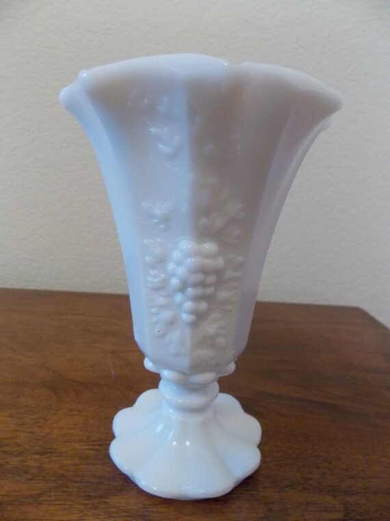 Vintage Westmoreland Milk Glass Vase Paneled Grape Milk Glass
