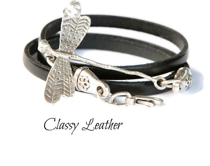 women leather wrap,dragonfly wrap,dragonfly bracelet,women bracelet,women wrap, bracelet,dragonfly leather wrap,christmas gift,women gift