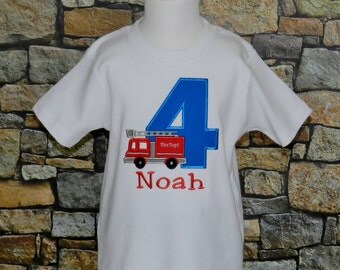 Firetruck Birthday Shirt / Personalized / Fireman