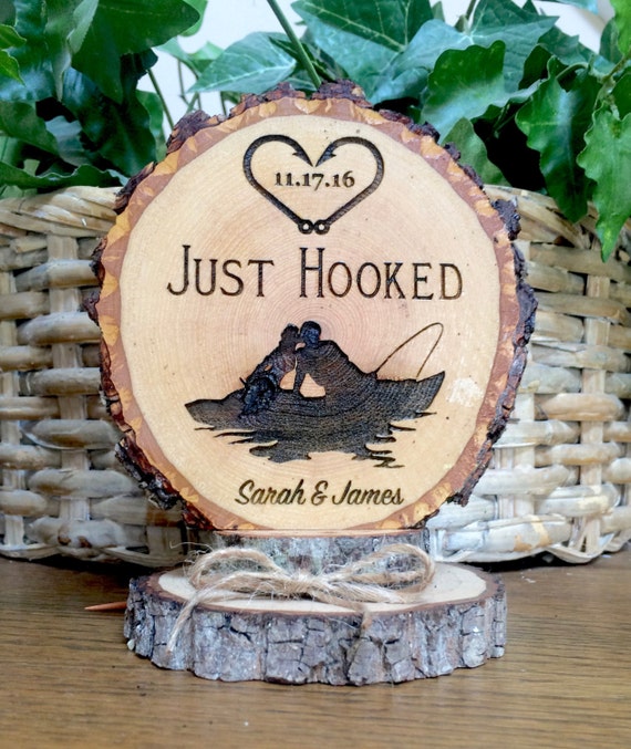 Rustic Fishing Wedding Cake Topper Just Hooked Topper Fish