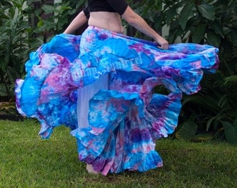 Belly dance gypsy skirt-The Iris hand dyed skirt-SCA,ATS,tribal belly dance, fusion, bohemian,