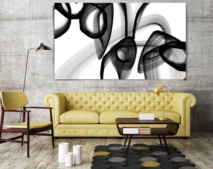 A Secret Code. Abstract Black and White, Unique Abstract Wall Decor, Large Contemporary Canvas Art Print up to 72" by Irena Orlov