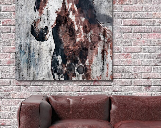 Brown Ranger Horse. Extra Large Horse, Unique Horse Wall Decor, Rustic Horse, Large Contemporary Canvas Art Print up to 72" by Irena Orlov