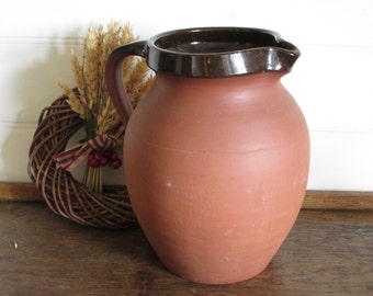 Vintage jug pitcher Kitchenalia large terracotta Royal Barum Ware England dairy
