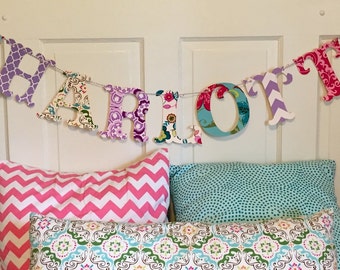 FABRIC NAME BANNER Bunting You Pick Fabric Personalized
