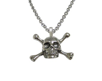 Skull and Cross Bones Pendant Hand-cut Sterling Silver