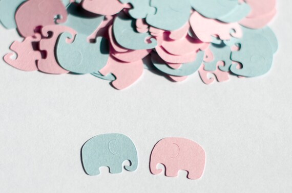 Elephant Baby Shower, Elephant Confetti, Gender Reveal Baby Shower, Twins Baby Shower Il_570xn