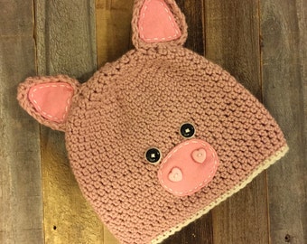 Piggy crochet hat, photo prop