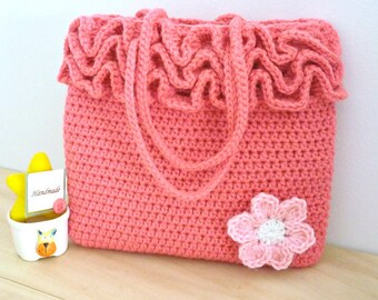 Crochet Bag Pattern, Crochet Frilly Bag Pattern, Girls Crochet Bag Pattern, Girls Crochet Purse Pattern, Little Girls Frilly Bag PDF Pattern
