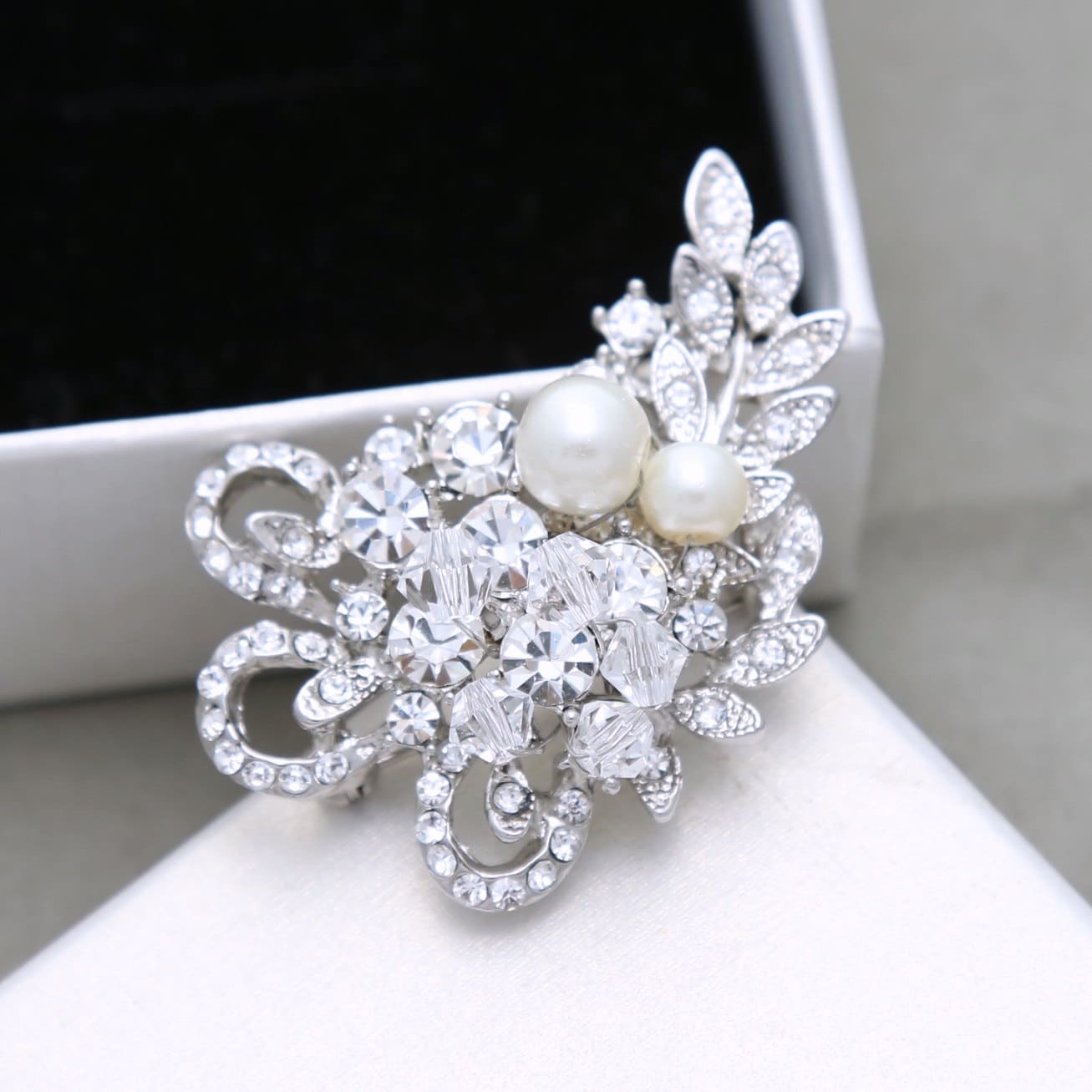 Wedding Hair Comb Swarovski Pearl Brooch by BlingGarden on Etsy