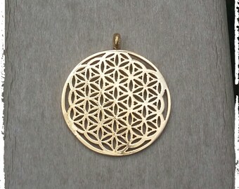 Sacred Geometry, Flower of life Stainless Steel Pendant, GOLD plated Stainless Steel, Cosmic Pendant