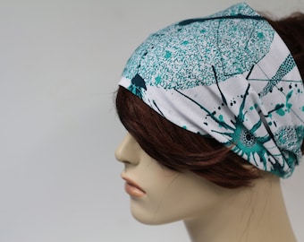Green and White modern Abstract Tribal Headband Women's Head Wrap Hair Bandana Hair Accessory Womens Gift for Her Gift Ideas