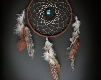 Large Tri-colored Turquoise Dream Catcher, Boho Home Decor, Boho Dreamcatcher, Large Dreamcatcher, Boho Wall Decor