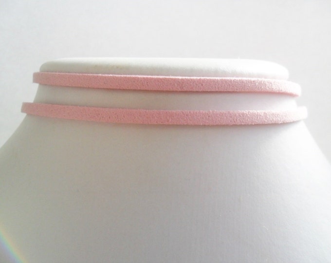 Double suede choker/ pink double wrap bohemian choker necklace/ faux suede with a width of 3/8”inch /pick your neck size/