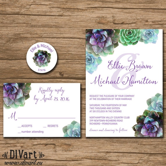 Succulent Wedding Invitations 1