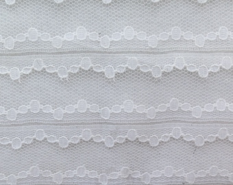 ℳ Oval Edge Stripes lace on Netting Polyester Pliable 45 inch FC12351 Fabric by the Yard, 1 yard