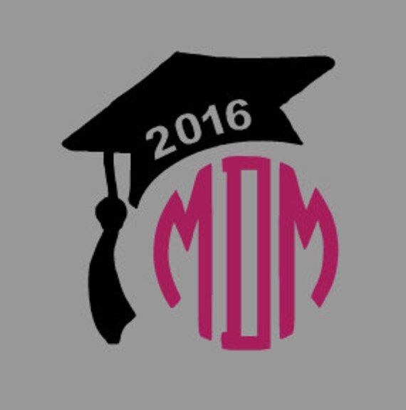 Graduation Hat Monogram Iron on decal / Heat Transfer Vinyl