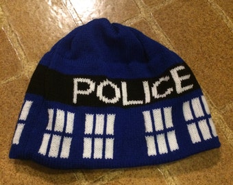 Police Box Beanie Hat - Medium, Blue