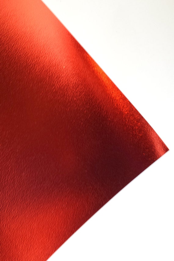Sale 8x11 Red Shiny Metallic Faux Leather Fabric By Blessed2create