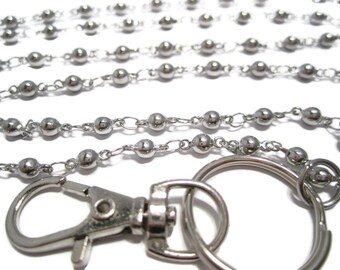 Ball Chain Lanyard- Stainless Steel Chain Badge Holder- Id Badge Holder- Id Lanyard- Work Lanyard- Chain Lanyard- Id Necklace- Id Holder- Id