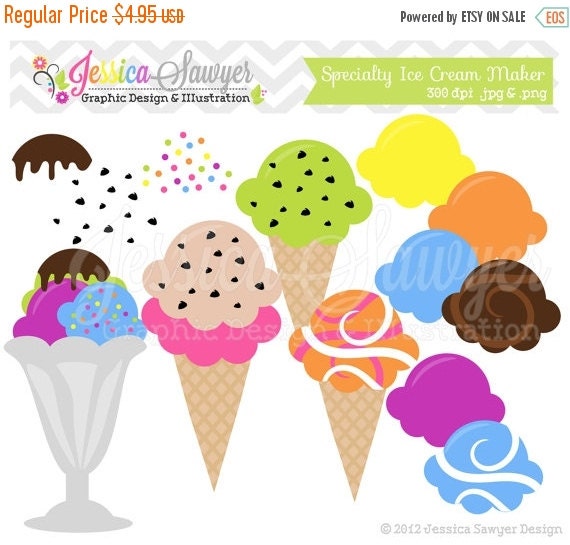 80% OFF - INSTANT DOWNLOAD, ice cream clip art - desert clipart - commercial use - icecream invitation - ice cream maker - mix and match Il_570xn