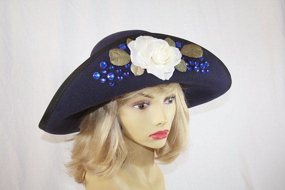 Navy Blue Wide Brim Hat