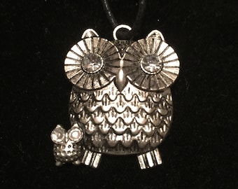 Owl Pendant on Leather Rope