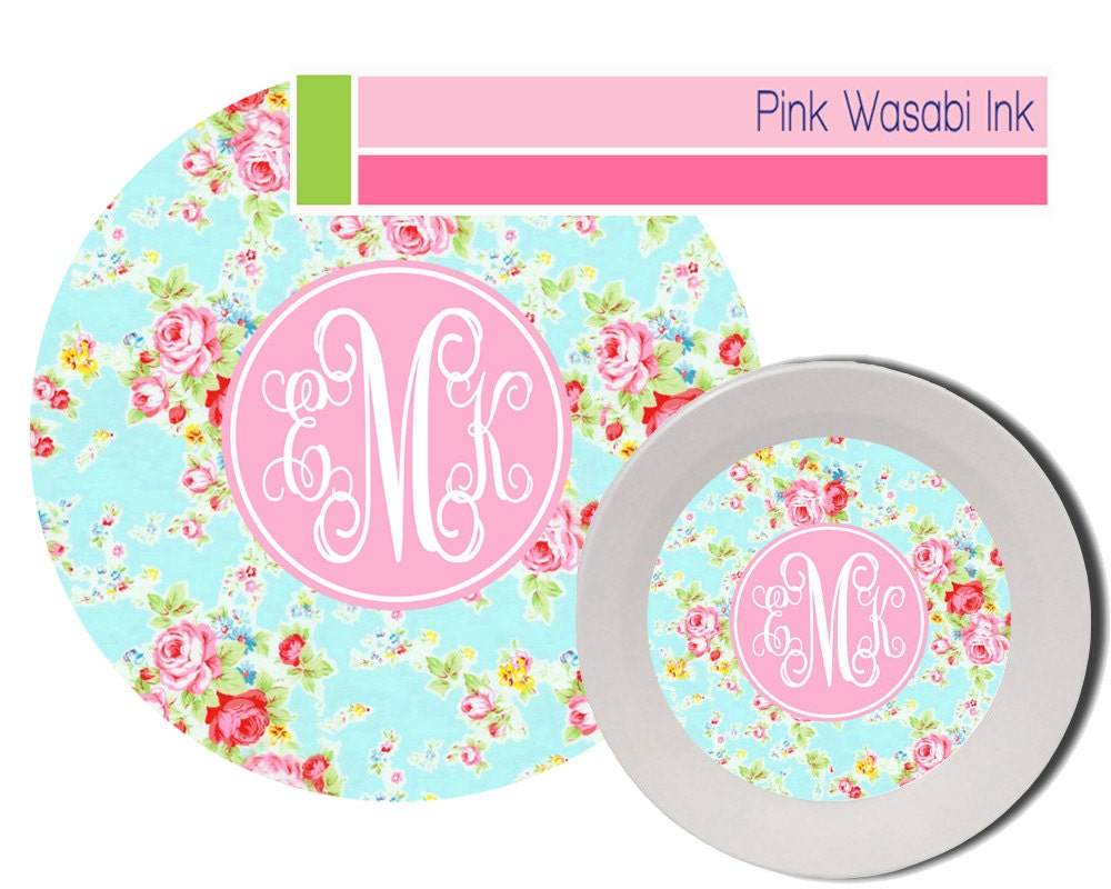 Personalized Plate and Bowl Set Monogrammed Melamine