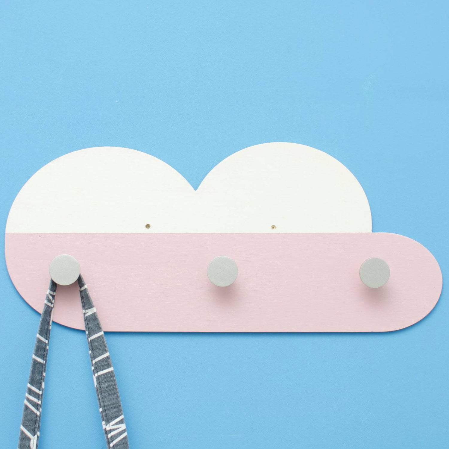 Nursery Wall Hook Board Playful Pink Cloud Shape Kids Coat